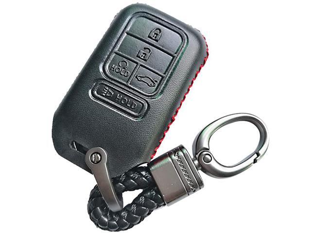 BLACK Leather 4 Button Smart Key Cover Holder Bag for 2017-2018 Honda CRV CR-V