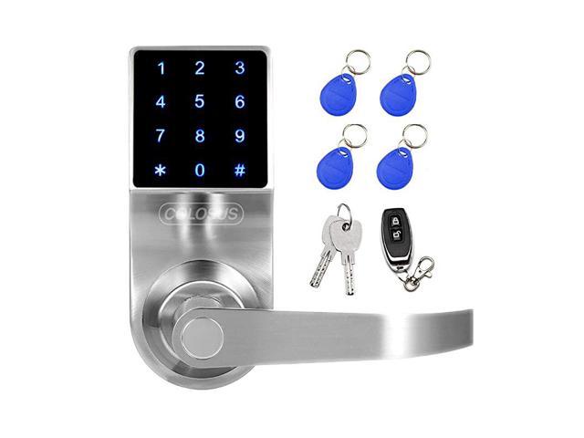 NDL319 Keyless Electronic Trusted Digital Smart Door Lock Keypad Smartcode Security Grant Control Access for Home Office Rental Property Gym Silver 4 Key Fobs