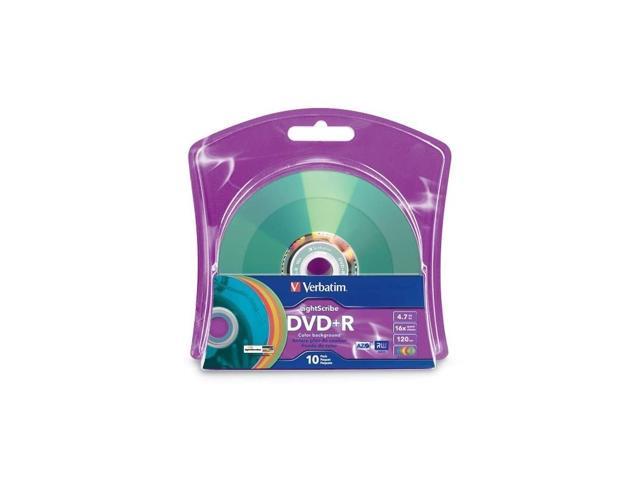 16x DVD+R LightScribe Assorted Color Blank Media 47GB120min 10 Pack 96941