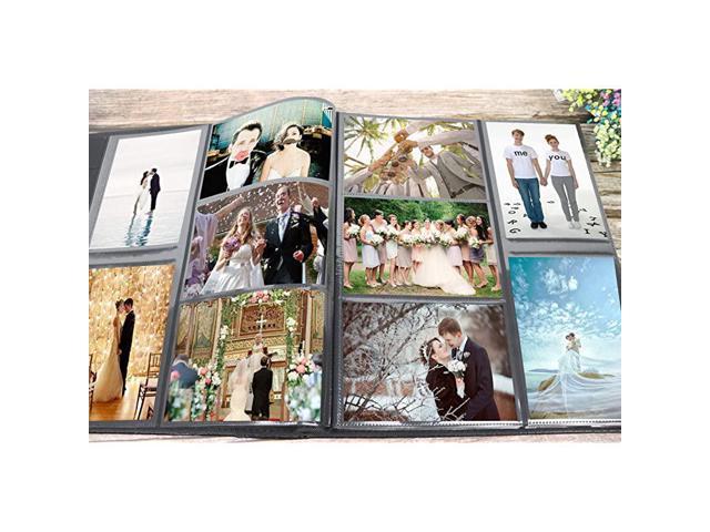 Black Extra Large Capacity Leather Cover Wedding Family Photo Albums Holds 500 Horizontal and Vertical 4x6 Photos with Black Pages Photo Picutre Album 4x6 500 Photos