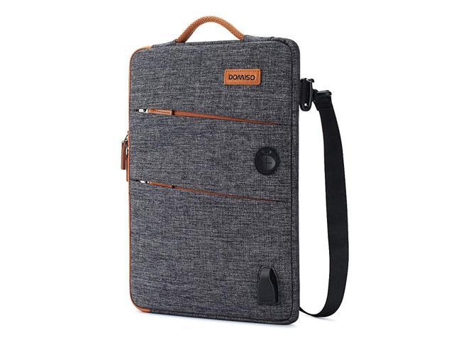 DOMISO 17 Inch Waterproof Laptop Sleeve Canvas with USB Charging Port Headphone Hole Portable Carrying Pouch for 17-17.3 Notebook/Dell/Lenovo/Acer/HP/MSI/ASUS Dark Grey