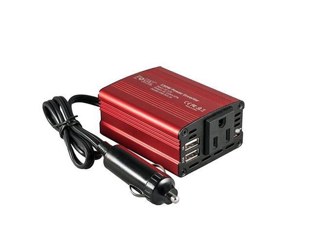 150W Car Power Inverter - 12V To 110V AC With 2 USB Ports, Compact For Travel & Camping