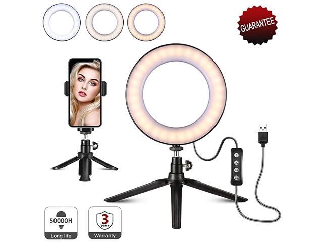 iMartine 10 LED Ring Light with Microphone,Tripod Stand and Phone Holder for Makeup Dimmable Desktop Selfie Light Ring for YouTube Video Recording,Live Streaming,TikTok,Photography