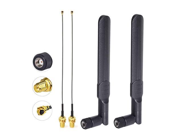 Dual Band WiFi 24GHz 5GHz 58GHz 8dBi RPSMA Male Antenna15cm IPEX IPX UFL to RPSMA Female Cable 2Pack for Intel Fenvi HP DELL Wireless Mini PCI Express PCIE Network Card WiFi Adapter