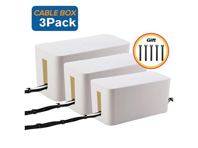 System to Cover and Hide & Power Strips & Cords TV USB Hub Set of Two, M+S, Ice White Wires Keeper Holder for Desk Cable Management Boxes Organizer Computer 
