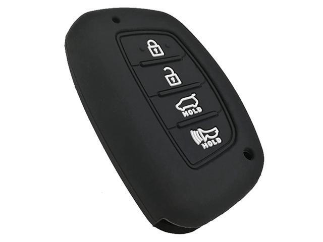 Coolbestda 2Pcs Rubber Key Fob Remote Cover Keyless Entry Jacket Holder for 2018 2017 2016 Hyundai Tucson Elantra Sonata 4Buttons NOT FIT Flip/Pop Out/Folding Key 