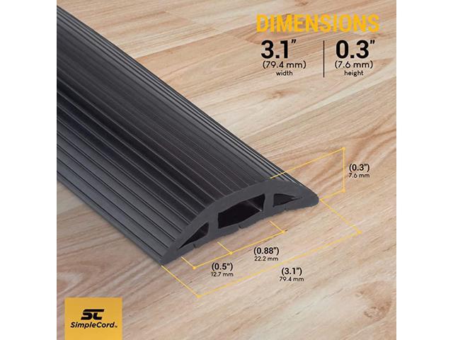 Floor Cable Cover - 10 Ft Gray Duct Cord Protector Covers Cables, Cords, or  Wires - 3 Channel On Floor Raceway for Sidewalks or Walkways (10 ft)