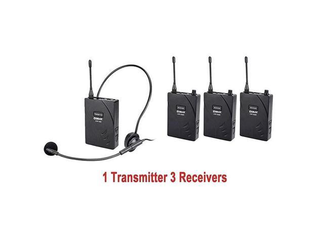 EXMAX UHF-938 UHF Acoustic Transmission Wireless Headset Microphone Audio Tour Guide System 433MHz for Church Translation Teaching Travel Simultaneous Interpretation 1 Transmitter and 10 Receivers 