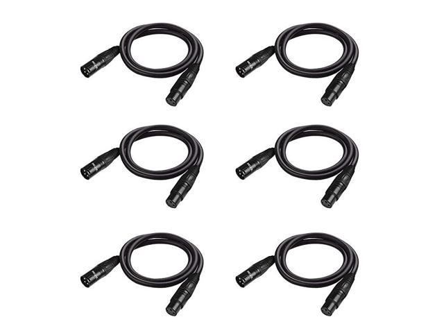 3.2 ft Flexible DMX Cable,  Gold-Plated 3 Pin Male to Female XLR Cable DMX Wire, Best for DJ Stage Light Moving Head Par Lights (6 Pack)