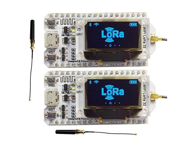ESP32 LoRa 096 OLED Development Board WiFi Bluetooth SX1276 Transceiver Module + LoRa Antenna for Arduino LoraWan IOT Internet of Thing Pack of 2