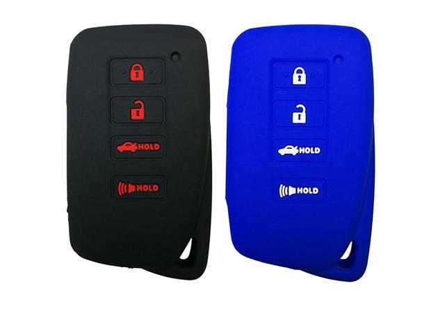 2Pcs Silicone Smart Key Fob Skin Cover Protector Keyless Jacket Remote Holder for Lexus 2018 NX300h 2018-2013 ES350 GS350 2016-2013 GS300h GS450h 4buttons Smart Key Black Blue