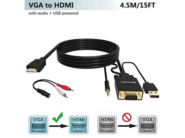 VGA to HDMI Adapter Cable 15FT45M Old PC to New TVMonitor 