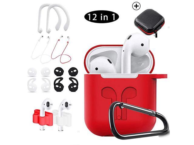 Airpods Strap/Airpods Ear Hooks/Holder/Keychain/Carrying Box Blue Case for Airpods Skin for AirPods Charging Case Silicone AirPods 2 & 1 Accessories Set Protective Cover 
