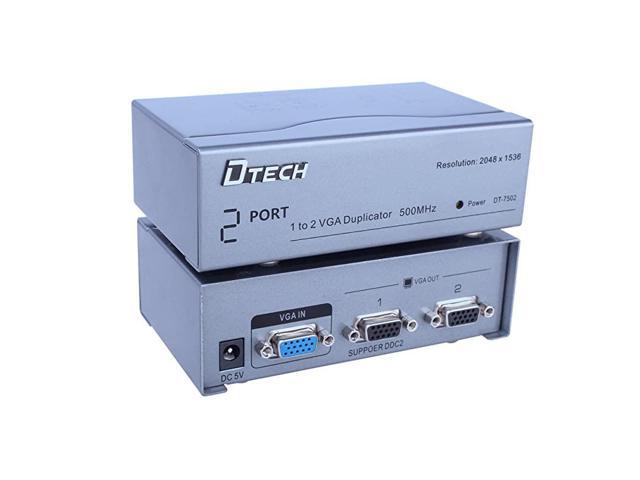 Powered Vga Splitter 1 In 2 Out Video Distribution Box Signal Copy With Power Adapter 500mhz