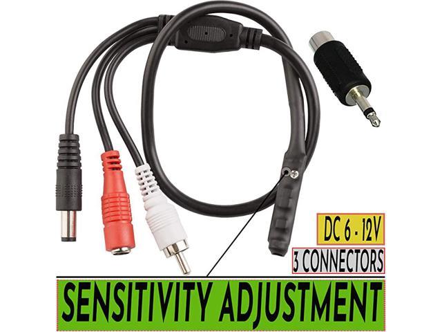 2 x Adjustable CCTV Surveillance Mic Microphone Audio Monitor Pickup RCA 3.5mm 