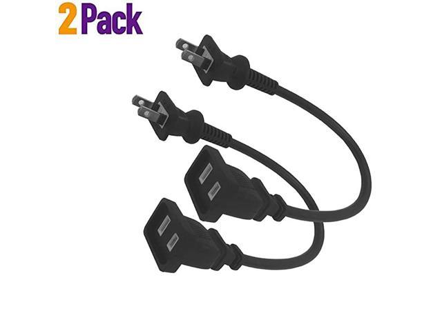 1FT03M AC Power 2 Prong Extension Cord Cable US Black Short Power Extension  Cords Male to Female for NEMA 115P to NEMA 115R 2Pack - Newegg.com