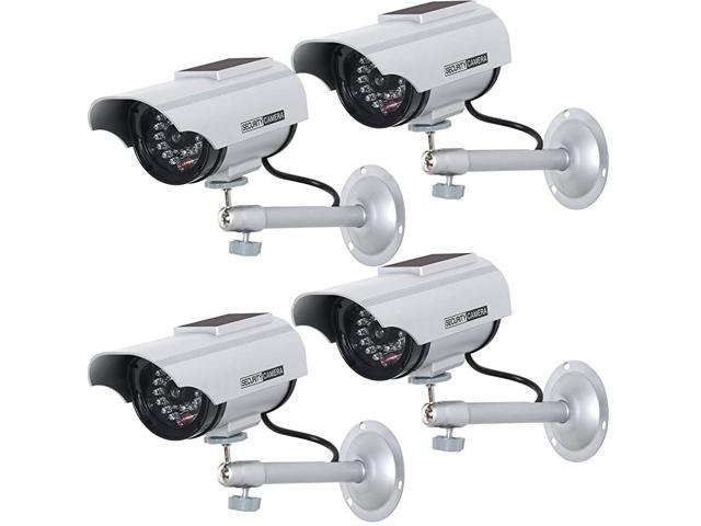 4x Fake Dummy CCTV Dome Security Camera Flashing LED Indoor Outdoor Warning Sign 