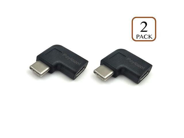 2 Pack Nanxudyj Right Angle USB Type C Adapter,Left and Right,90 Degrees USB-C USB 3.1 Type-C Male-to-Female Expansion Adapter Tablets and Mobile Phones Suitable for laptops
