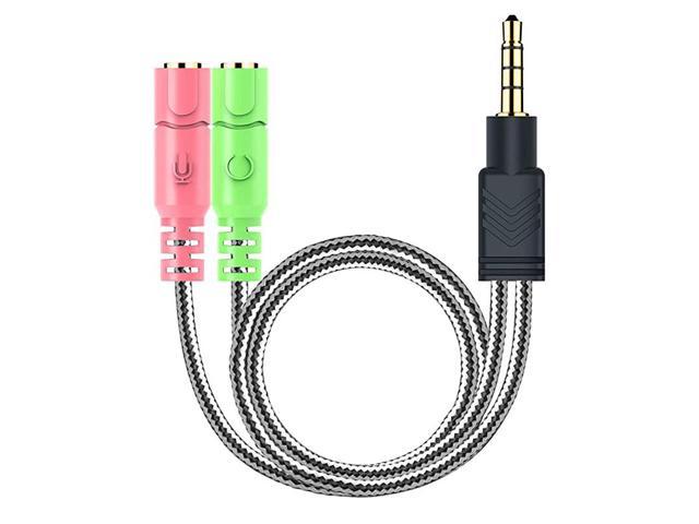 3.5mm Audio Stereo Y Splitter Extension Mic Aux Cable TRRS 4-Pole Male to Female Dual Headphone Jack Adapter for Earphone Port Headset Compatible with iPhone Samsung Tablet Laptop Headphone Splitter