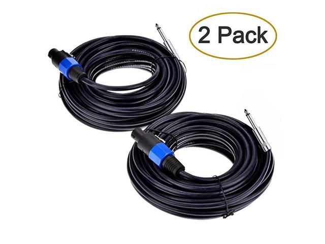 2Pack 100 Ft Speakon To 14 Male Speaker Cables Professional 12 Gauge ...