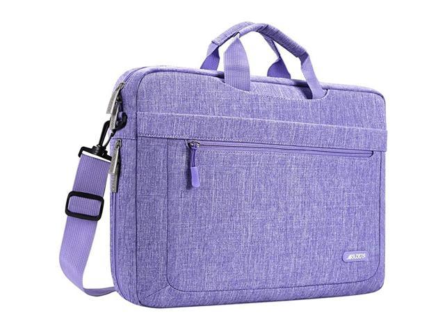 Laptop Shoulder Messenger Bag Compatible with 17-17.3 inch Dell HP Acer Samsung Sony Chromebook Computer with Adjustable Depth at Bottom, Purple