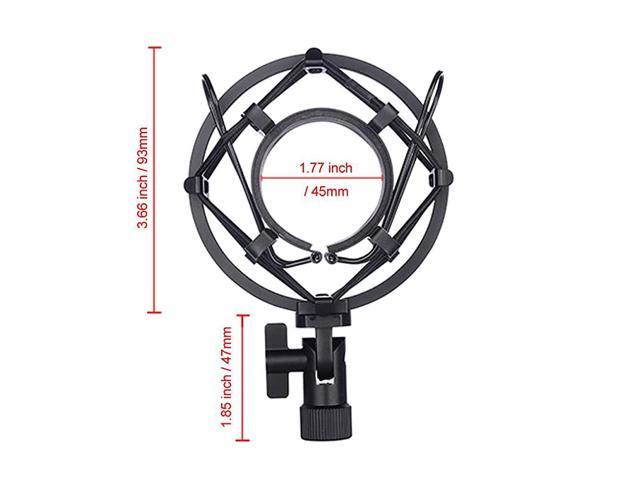 Mic Anti-Vibration Suspension Shock Mount Holder Clip for Diameter 46mm-53mm Microphone Microphone Shock Mount with 6 Inch Mic Round Shape Wind Pop Filter Mask Shield
