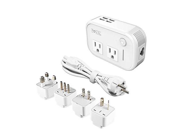DOACE 1875W Travel Power Converter and Adapter Combo 1875W International EU/UK/AU/US Wall Charger Plugs for 150 Countries Step Down Voltage Transformer 220V to 110V for Hair Dryers 1875W 