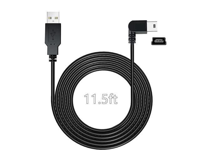 Dash Cam Power Cord,11.5ft Long Mini USB Charging Cable for Garmin Nuvi GPS Mirror Cam,USB to Mini USB Car Camera Charger Wire 90 Degree Right Angle Mini-B Cord Adapter,Garmin GPS Charger Cable 