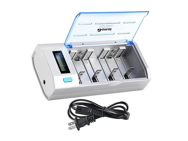 KINDEN Universal LCD Display Battery Charger & Discharger for AA AAA C D 9V Ni-MH Ni-CD Rechargeable Batteries