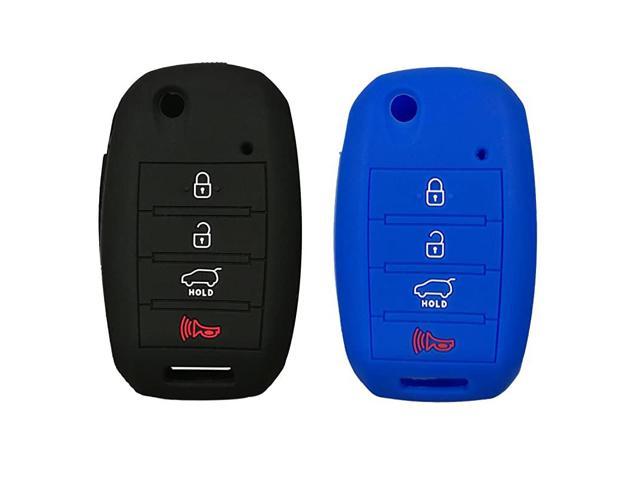 Silicone Smart Key Fob Covers Case Protector Keyless Remote Holder for Kia Sorento Sportage Rio Soul Forte Optima Carens （Not Fit Smart Key Fob） Black and Blue