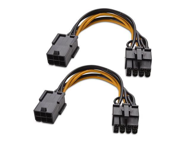 2-Pack 6 Pin to 8 Pin PCIe Adapter Power - 4 Inches