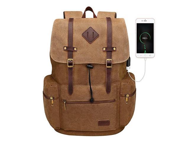 Mens Leather Travel School Large Shoulders Bag Laptop Backpack Computer Notebook 