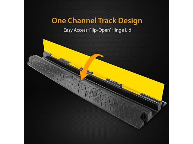 Pair Pyle Ramp-1 Channel Rubber Floor Cord Concealer-Heavy Duty Cable Protector Wire/Hose/Pipe Hider Driveway Protective Covering Armor PCBLCO102X2 Black and Yellow 