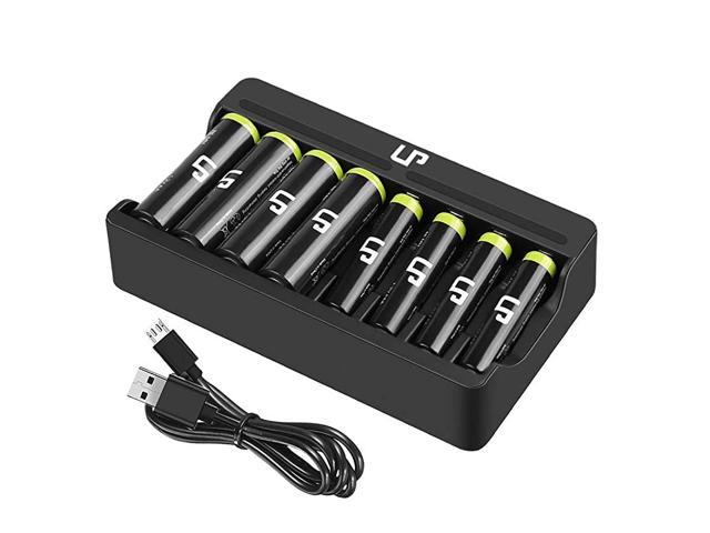 AA AAA Battery Charger Pack 8 Slot Charger 2300mAh AA 4Pack 1000mAh AAA ...