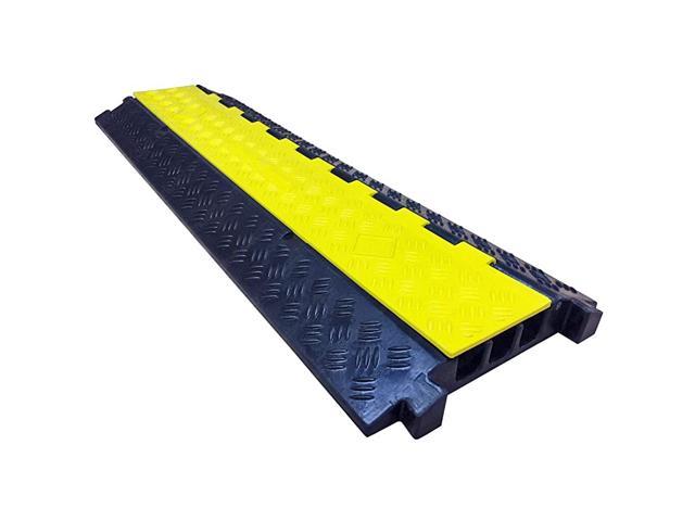 Low Profile 3 Channel Cable Protector Rubber Ramp Black Baseyellow Lid 