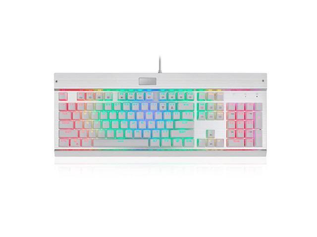 KG011 Mechanical Keyboard Wired Ergonomic Clicky Blue Switch Equivalent for Office PC Home or Business White Keyboard RGB LED Backlit
