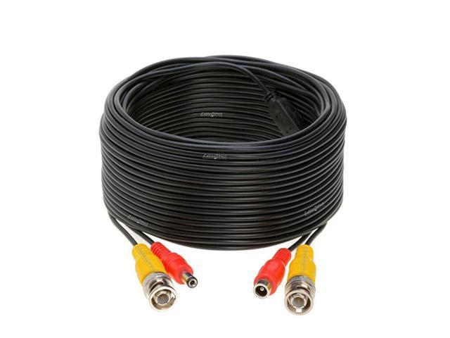 20FT Black Premade BNC Video Power Cable/Wire for Security Camera Surveillance System CCTV DVR Plug & Play Black, 20 
