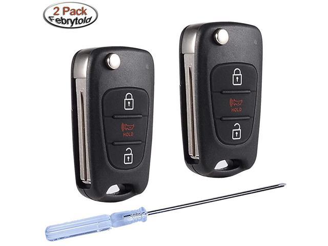 2 Pcs Remote Key Shell for Kia 3 Buttons Flip Key Fob Remote Shell with