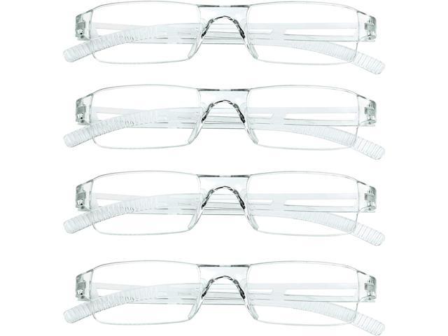 Blue Light Blocking Glasses 5 Pairs Reading Glasses Fashion Square Eyewear Frame 5 Color,+4.00 Magnification Computer Reading Glasses for Women and Men 