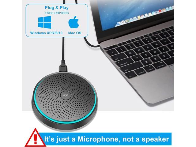 USB Conference Microphone for Computer, 360°Omnidirectional Condenser PC  Mic Pick Up Voice 10ft,One-Key Mute,Plug & Play Laptop Desktop Microphone  for