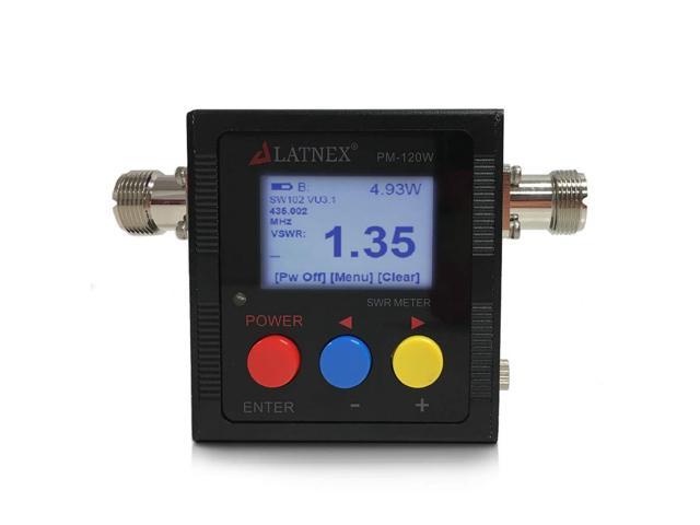 HF RF Meter HAM Two-Way Radio SO239 Connector PM-120W Digital VHF UHF 125-525Mhz Power SWR Meter and Frequency Counter with Ground Plate