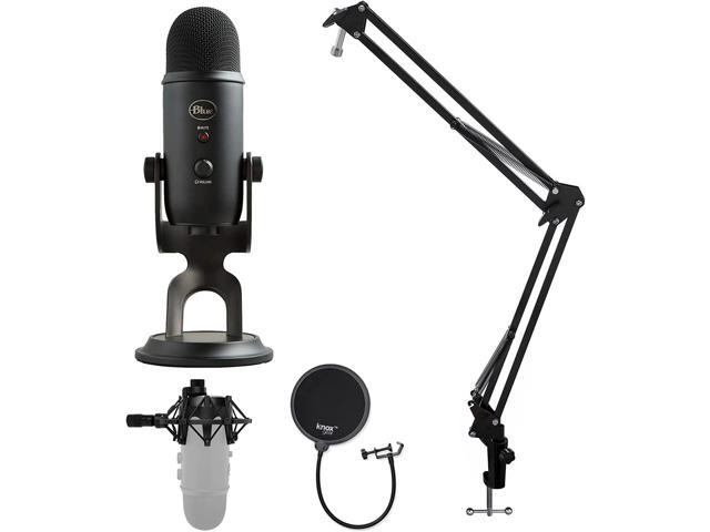 Blue Yeti Microphone (Blackout) with Knox Boom Arm Stand, Pop