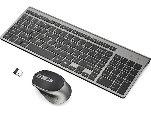 Black J JOYACCESS Wireless Keyboard and Mouse Combo-2.4G Portable,Full Size Keyboard and Mouse with Rechargeable Batteries,Ergonomic Quiet Click Sleek Design for Desk Top or Laptop- 