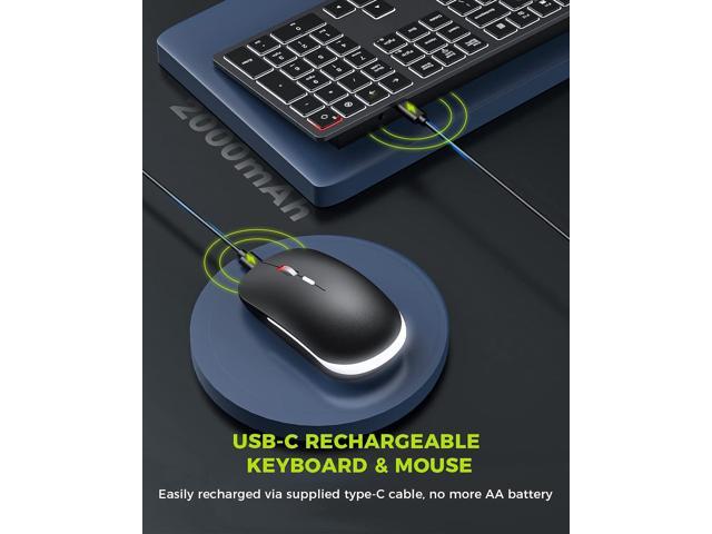 Wireless Keyboard Mouse Combo, 2.4GHz Typewriter Keyboard Wireless, Letton  Colorful Full Size Office Computer Retro Keyboard and Cute Mouse with 3 DPI  for Mac PC Desktop Laptop-Black Grey 