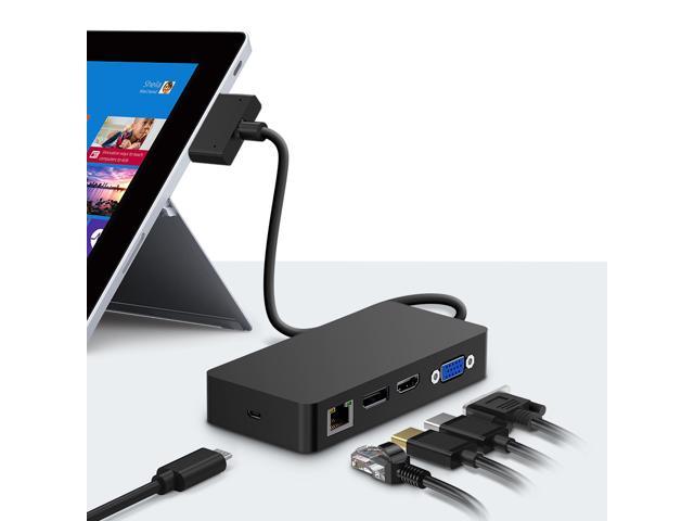 Rocketek Sh701 Usb Hub Card Reader Docking Station For Surface Pro 4 5 6 With Rj45 Lan Dp Hd Vga Usb 3 0 Ports Type C Sd Tf Card Slot 3 5mm Audio Port Newegg Com