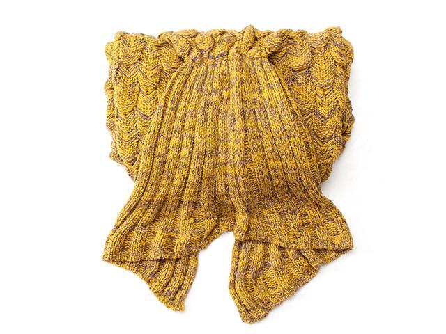 195x90cm Yarn Knitted Mermaid Tail Blankets Handmade Crochet Throw Super Soft Sofa Bed Mat Yellow Newegg Com