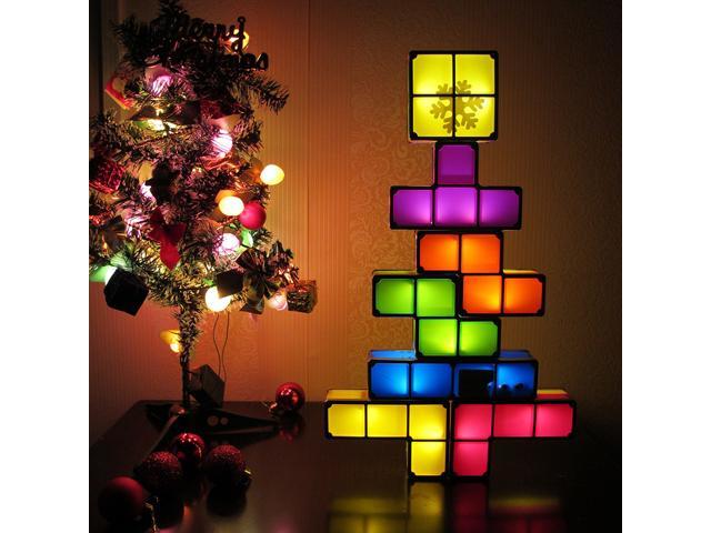 7PCS DIY Tetris Puzzle Lights Stackable LED Lamp Room Night Light Home Decor 