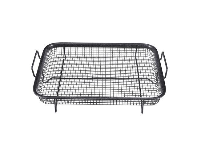 2pcs Non Stick Mesh Pan Air Fryer Oven Mesh Baking Grill Tray Basket Tool