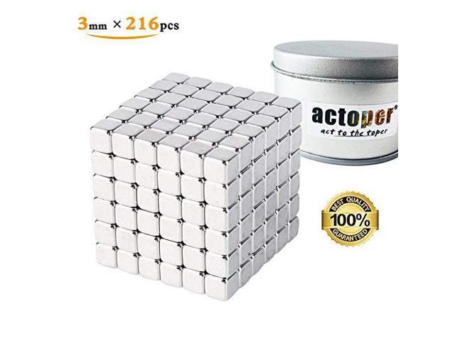 RLRY Upgraded Magnetic Cube 3mm 512 Pieces Silver Magnets Blocks Childrens Puzzle Square Cube Magnets Toy Stress Relief Toys for Kids