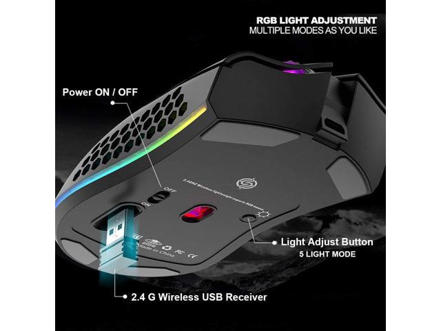 Lightweight Gaming Mouse, Honeycomb Design Rechargeable 2.4G Wireless ...